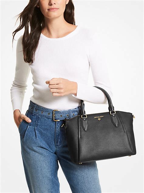 michael kors sienna medium pebbled leather satchel|Michael Kors medium satchel.